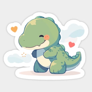Happy Adorable Kawaii Dinosaur Sticker